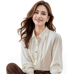 衬衫女上衣春装女2026年春季新款女装小衫显瘦洋气OL长袖衬衣女款