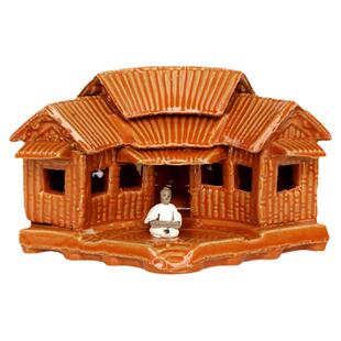假山摆件造景小房屋鱼缸摆件躲避屋吸水石盆景装饰品茅屋房子陶瓷