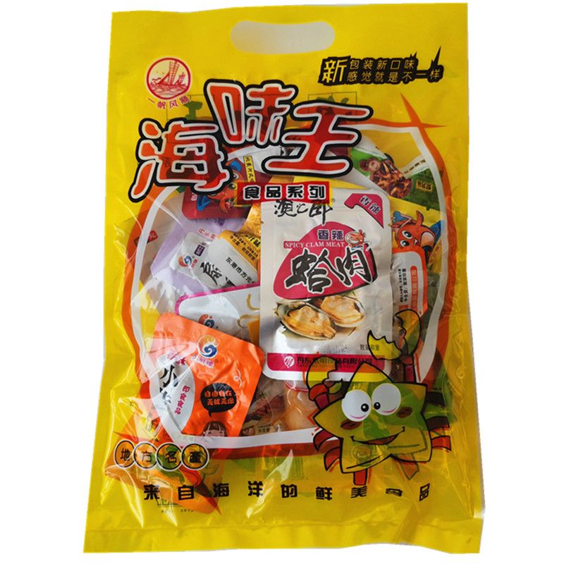 丹东特产海鲜大礼包500g即食零食休闲小吃海味玉螺小鱼鱿鱼组合装