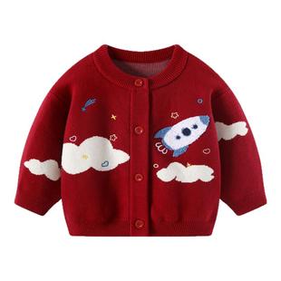 婴儿套装2026男宝宝喜庆衣服男童秋冬喜庆毛衣红色外套新年拜年服