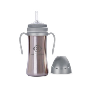 韩国grosmimi保温吸管杯不锈钢杯格罗咪咪奶瓶配件宝宝喝奶杯学饮