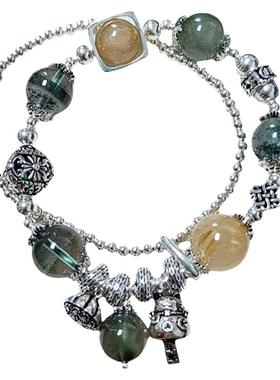 天然水晶绿幽灵多宝手链小众复古