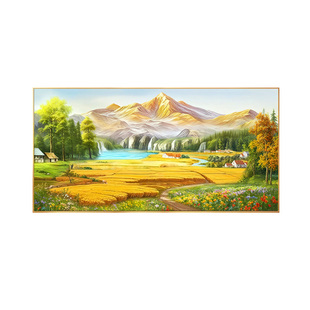 金山丰收图聚宝盆客厅装饰画背有靠山沙发背景墙挂画招财风景壁画