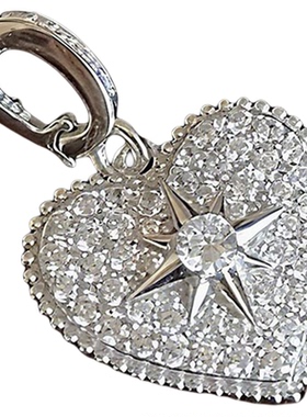 astudio纯银满钻爱心八芒星项链