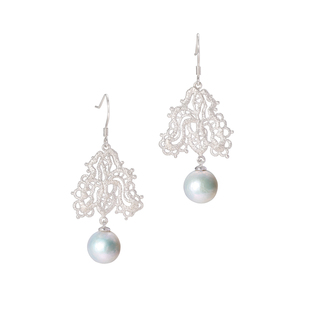 复古线《蕾丝图鉴:鸢尾》设计感小众天然巴洛克珍珠纯银耳环钉女