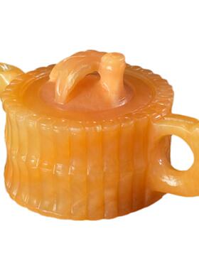 天然米黄玉汉白玉阿富汗玉茶具茶壶摆件玉石家居办公室商务送礼