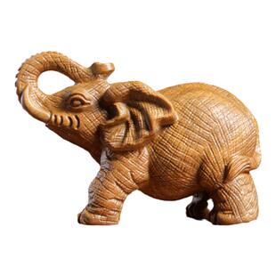 [吉象如意]绿檀木紫檀木雕实木雕刻大象犀牛河马摆件动物桌面摆件