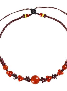 民族风玛瑙项链遮挡女短款锁骨链