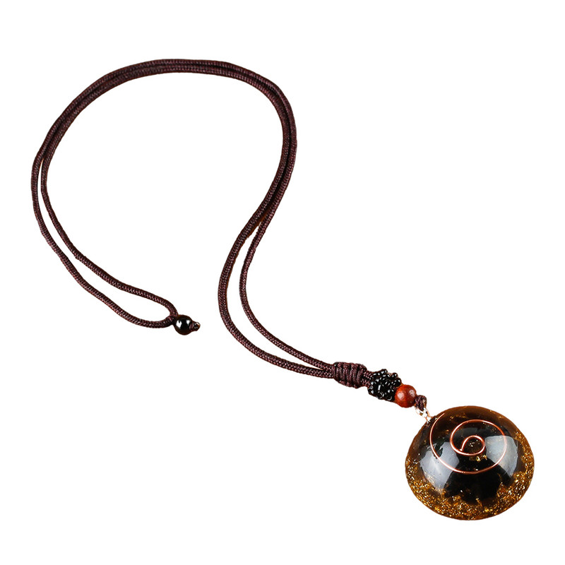 天然水晶滴胶吊坠黑曜石项链手工Orgone Energy项链礼物挂件高级