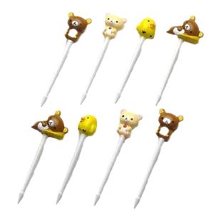 儿童塑料轻松熊水果叉小叉子卡通日韩水果签一次性便当签宝宝可爱