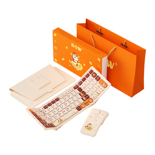 新年礼物 BOW航世折叠蓝牙键盘鼠标套装手机平板笔记本台式电脑通用女生打字静音办公专用小巧便携高颜值