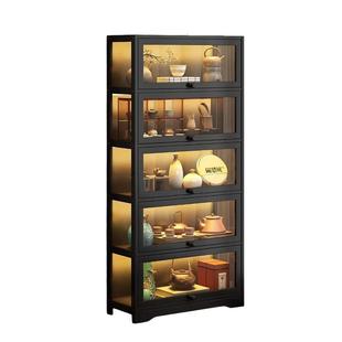 新中式博古架展示柜茶柜置物架非实木靠墙防尘茶具收纳柜茶壶架子