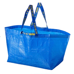 宜家弗拉塔布拉比蓝色购物编织环保便携折叠搬家大中小号保温袋子