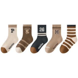 男童袜子秋冬纯棉防臭吸汗儿童春秋中筒男孩大童运动袜2025新款