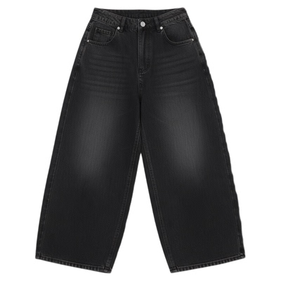 2025年冬季加绒弯刀阔腿牛仔裤女