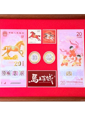 硬纸币收纳防尘保护展示相框20元生肖龙纪念币马年纪念钞收藏盒