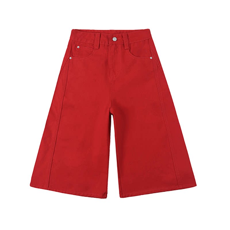 itFIVECM红色牛仔七分裤女夏季