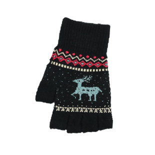 手套女半指毛线保暖露手指触屏韩版可爱卡通成人学生写字防寒秋冬