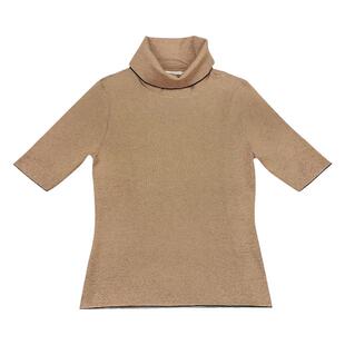 优媛桑蚕丝混纺针织衫新款气质通勤百搭高领短袖打底衫上衣女昊艺