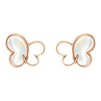 周生生18K玫瑰金蝴蝶耳钉