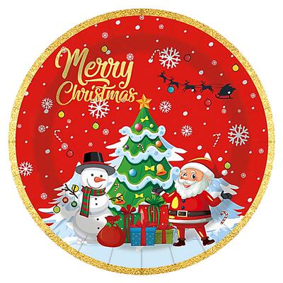 christmas聖誕派对餐具圣诞节一次性纸杯子甜品台布置装扮