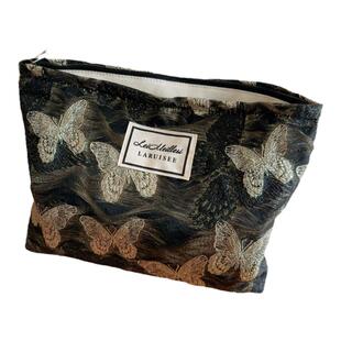 唯美中国风化妆包女便携式收纳包洗漱包大容量金蝴蝶水乳刷整理袋