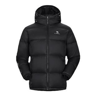 骆驼女装短款羽绒服2025冬季拒水鸭绒情侣连帽宽松羽绒外套面包服