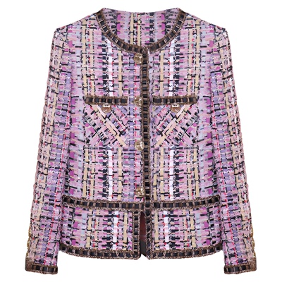 意大利高定立体花呢小香风外套