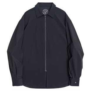 马登工装美式休闲垂感冰丝衬衫透气cleanfit凉感黑长袖衬衣男春夏