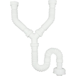 潜水艇双面盆下水管洗手池洗脸双洗衣柜池台盆Y型三通排水管配件