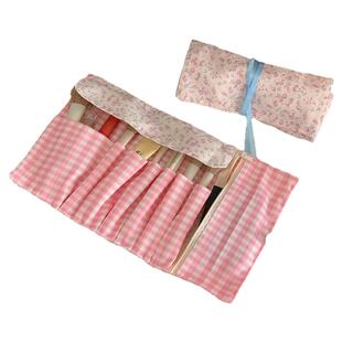 化妆刷包韩系碎花化妆包大容量女卷帘收纳包便携外出刷子化妆袋