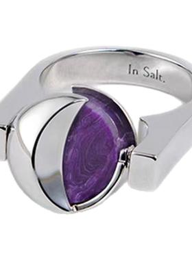 盐岛大吉系列紫龙晶翻转旋转马鞍戒指九紫离火火运食指高级感时尚