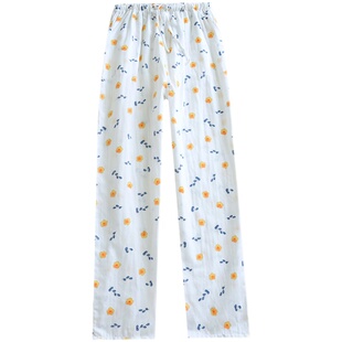 睡裤女纯棉春秋长裤薄款加肥加大居家裤全棉纱布棉纱宽松家居裤