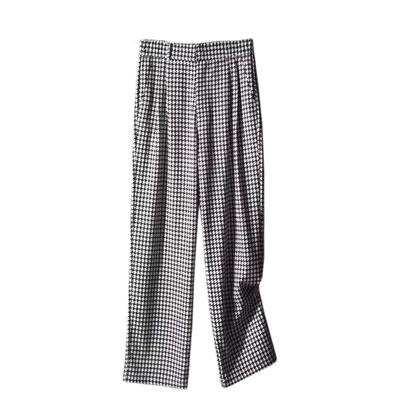 巴黎风轻奢千鸟格阔腿裤