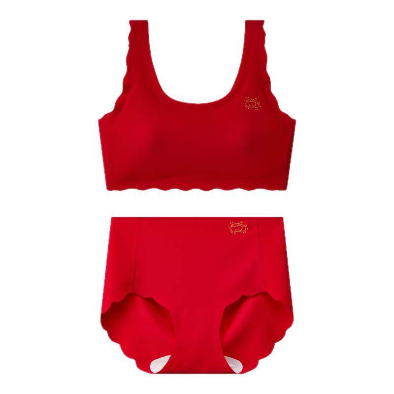 女童中国红本命年内衣套装