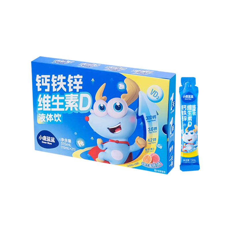 小鹿蓝蓝钙锌铁液体饮维生素D液体饮315ml*1盒口服液儿童营养品