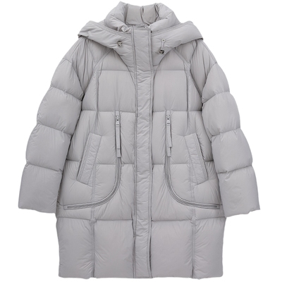 爱居兔显瘦保暖中长款羽绒服2025年冬季新款女连帽防风抗寒冬外套