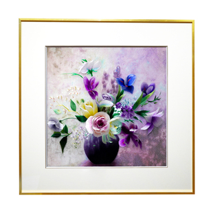 花瓶平平安安平安相随纯手工刺绣画带框的新中式风格玄关成品挂画