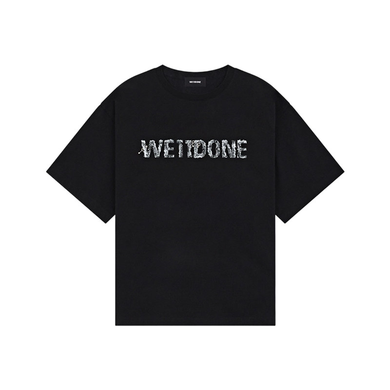 WE11DONE26早秋新品男女同款蕾丝图案Logo 短袖T恤时尚潮流