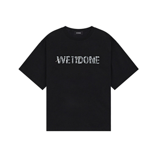WE11DONE26早秋新品男女同款蕾丝图案Logo 短袖T恤时尚潮流