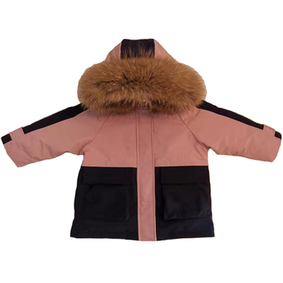 大毛领中长款加厚儿童羽绒服