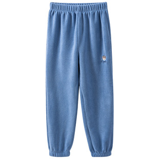 儿童睡裤珊瑚绒男童外穿家居裤奥粒绒女童秋冬摇粒绒裤子男暖暖裤