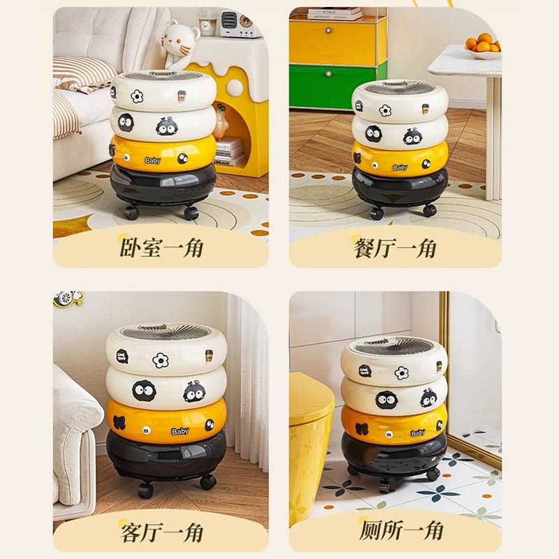 2025新款甜甜圈垃圾桶家用盖值纸篓高客厅可奢轻带厨房颜高档移动