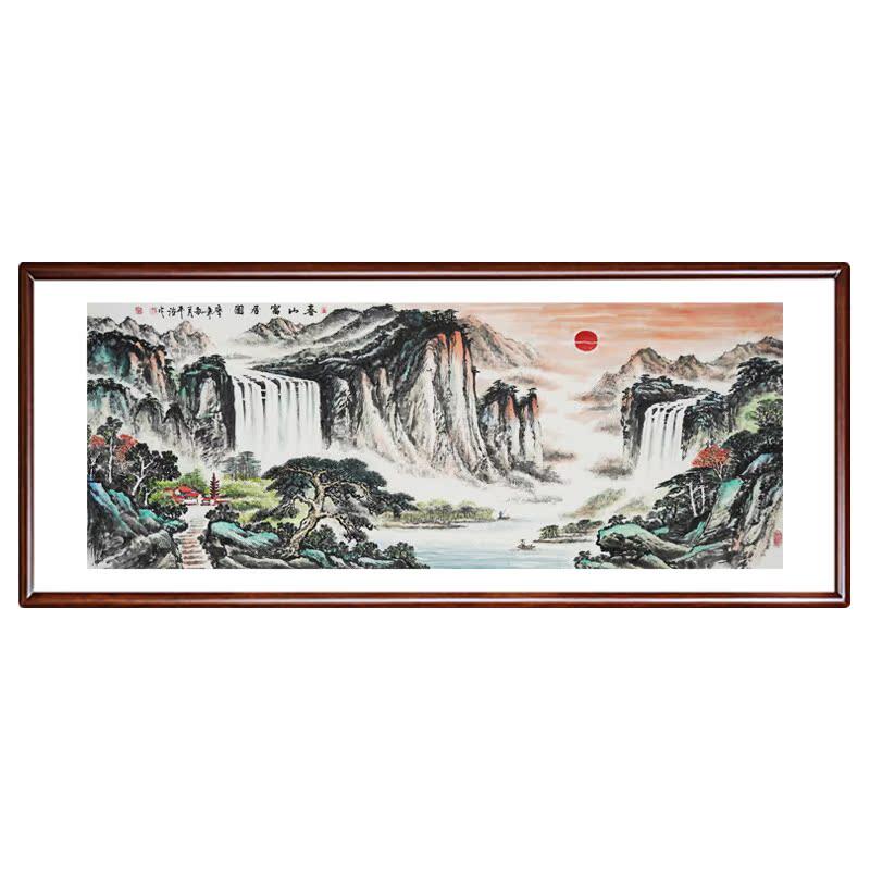靠山图客厅挂画纯手绘国画新中式