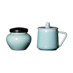 拜访客户随手礼龙泉青瓷茶杯茶叶罐礼盒套装企业周年庆会议伴手礼