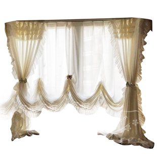 纯白法式浪漫公主荷叶边飘窗卧室客厅窗帘升降帘 免加工费定制