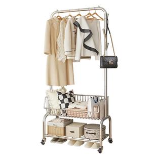轻奢晾衣架落地卧室内挂衣架移动衣帽架家用隔夜衣服包收纳置物架