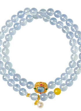 宫里上新天然海蓝宝多圈手链