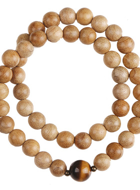 金丝虎眼石招财檀香木质手链