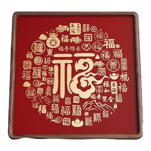 铜板定制百福图送长辈礼物生日铜雕摆件高端新居礼品实木福字相框